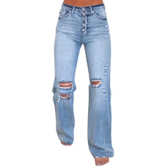 NWOT* KANCAN Isabelle Wide Leg Jeans Light Wash - Picture 3 of 3